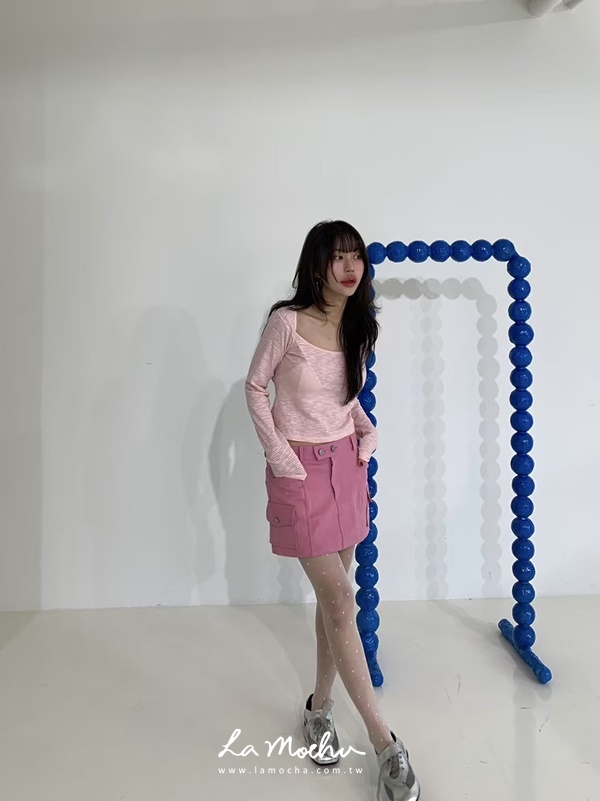 中腰銀釦雙口袋褲裙 (闆娘.花花清單)